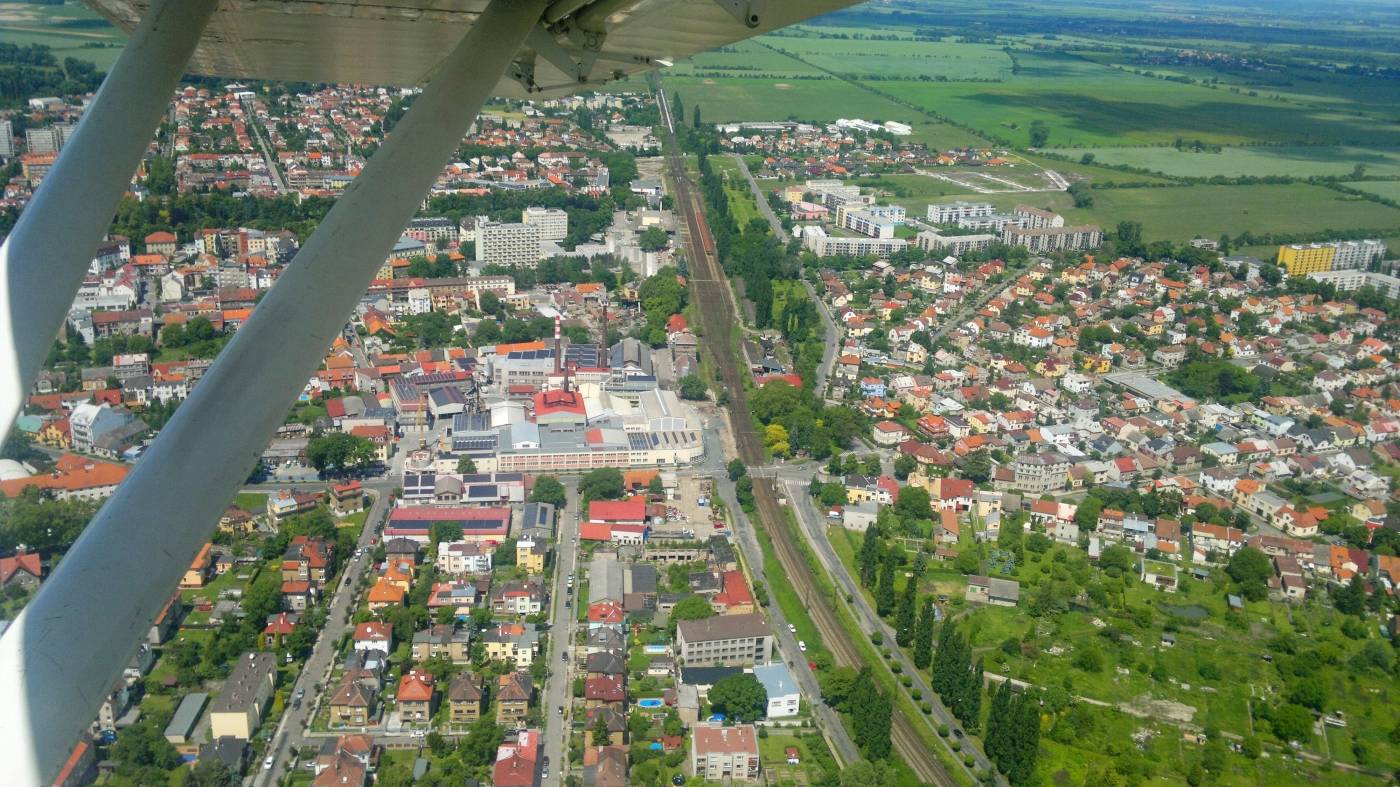 Aerial View to Poděbrady - Main Railway, Bohemia Glass factory